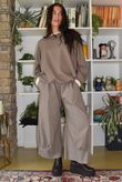 Bennie Quirky Barrel Pant Mocha Pin Stripe